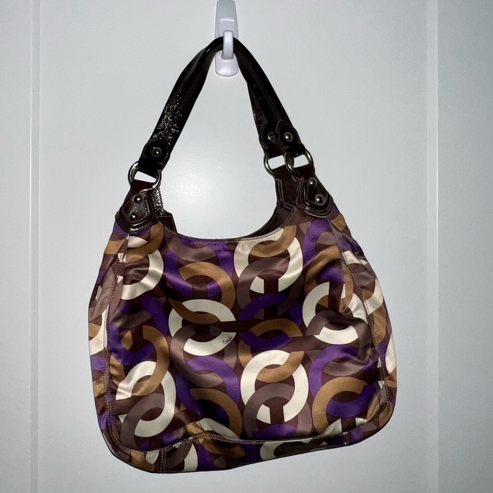 Coach Purple and Brown Patterned Hobo Bag & Wallet - Picture 10 of 11